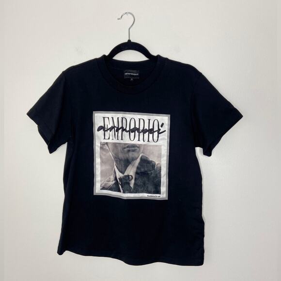 Emporio Armani Black Short Sleeve Graphic Tee Size 10 - Picture 1 of 6